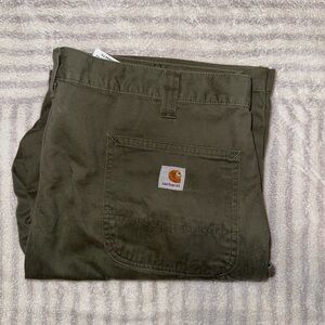 Carhartt Men’s Olive Green Cargo Pants with Logo Patch